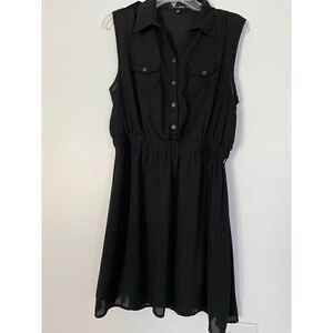 Love Letter Sheer Button Collared Sleevles Dress